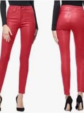 Good American Slim High-Waist Skinny Pants in Bright Pink